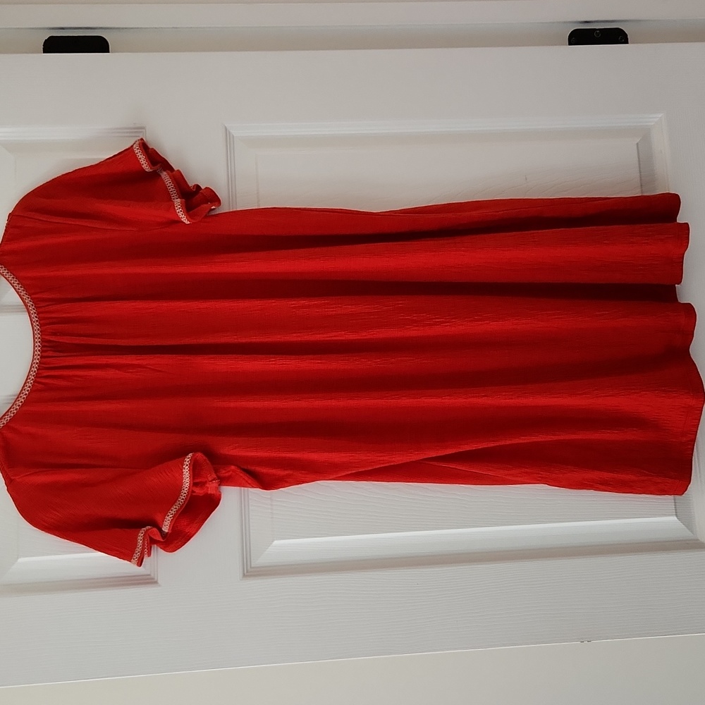 NWT Max Studio Red Flounce Flutter Sleeve Dress - Picture 8 of 8